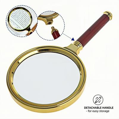 5x-10x Handheld Magnifying Glass Detachable Handle Hd Lens For Seniors Collection Map Reading Aid