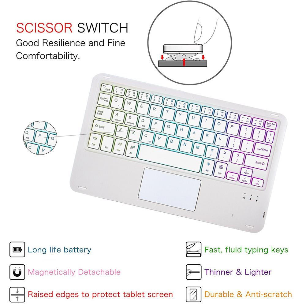 Bluetooth Touchpad Backlit Keyboard Case For Samsung Galaxy Tab S6 Lite 10.4 P610 P615 With Pen Slot Tablet TPU Protective Cover