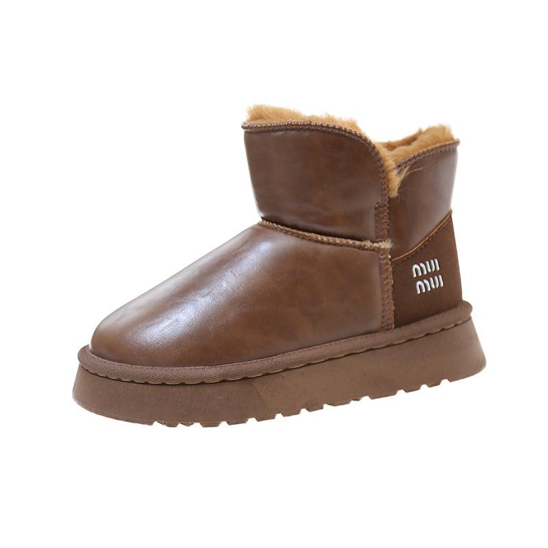 Snow Boots Women's 2025 Winter New Velvet Warm Northeast Casual Large Cotton Shoes Fur Integrated Short Snow Boots