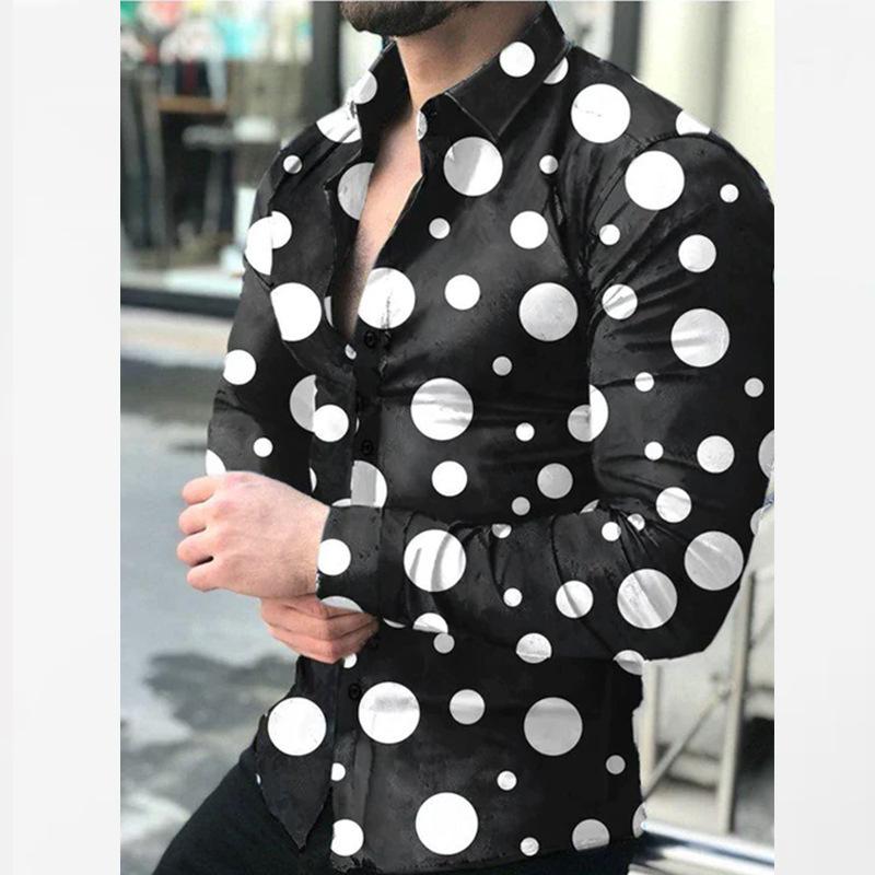 Men's Elegant 3D Printed Long Sleeve Shirts Turn Down Collar Party Casual Camisas Hombre Plus Size Streetwear Fashion Blouse