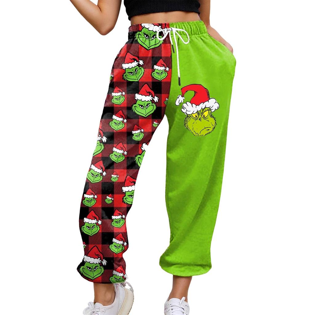 Women's Casual Fashion Christmas Printed Casual Sweatpants Elastic Waist Drawstring Pants