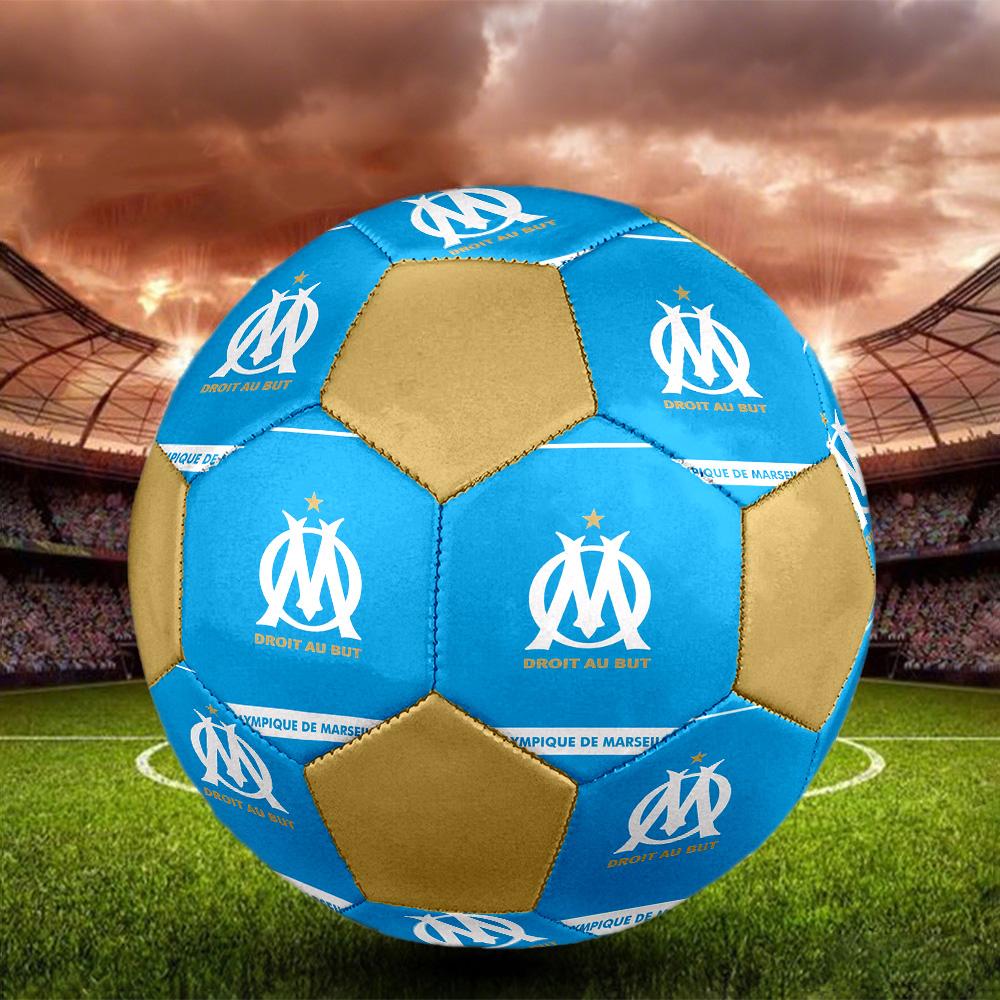 Olympique de Marseille Indoor Soccer Ball Colorful All Ages Size 5 Machine Stitched PVC Competition Ready Durable High-Bounce