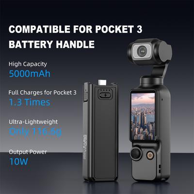 For DJI Osmo Pocket 3 Portable Battery Hand Grip Lightweight Action Camera Fast Charging Handle Camera Handheld Power Bank