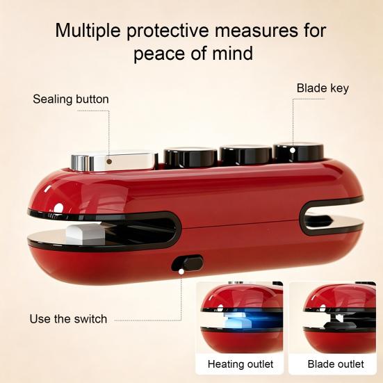 Magnetic Bag Sealer, Rechargeable Food Sealer with Cutter, Portable Heat Seal Machine for Snack Chips Bags