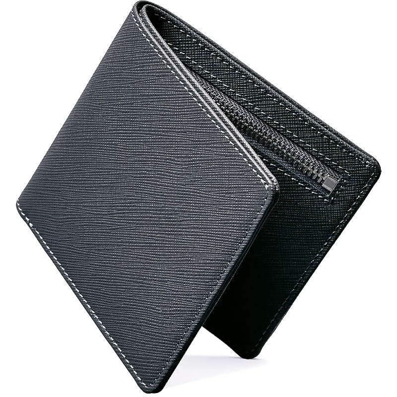 

[VALOREA] bifold wallet men s lightweight Thin [Smart design for easy removal] genuine leather compact (dark gray)