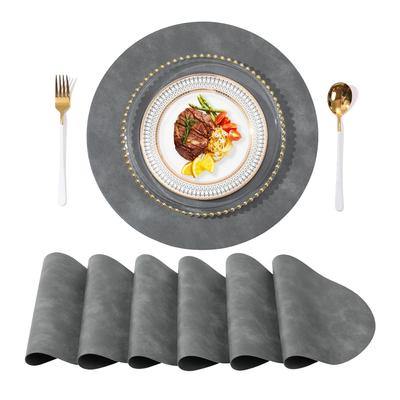 Junichiroya Dideli 38 cm skersmens apvalūs padėkliukai, paprastas dizainas, aukštos kokybės PU oda, lankstūs ir prabangūs, skirti naudoti namuose ir restorane, visiškai