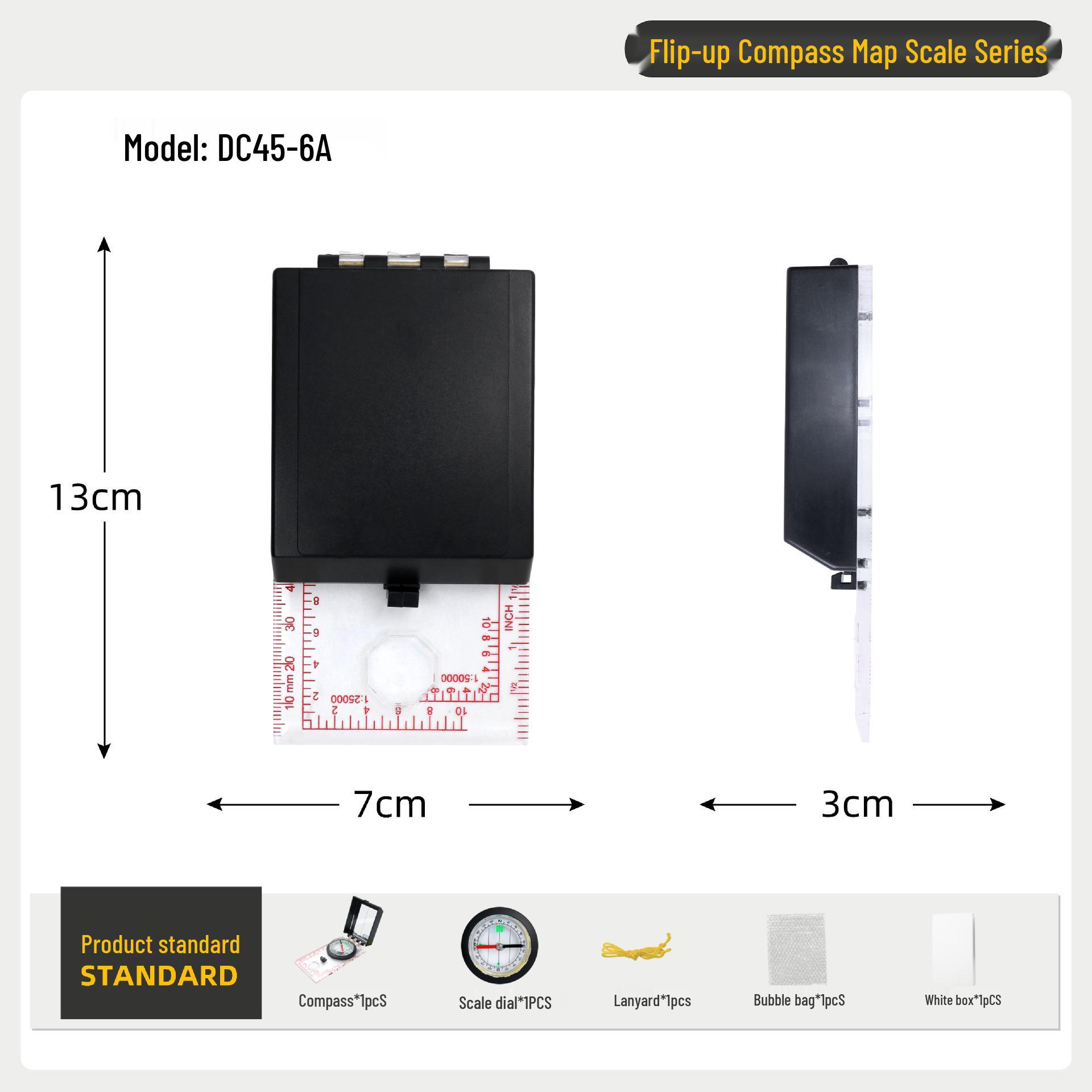 

Люминесцентный водонепроницаемый студенческий компас с картографической линейкой, зеркалом и регулируемым магнитным склонением