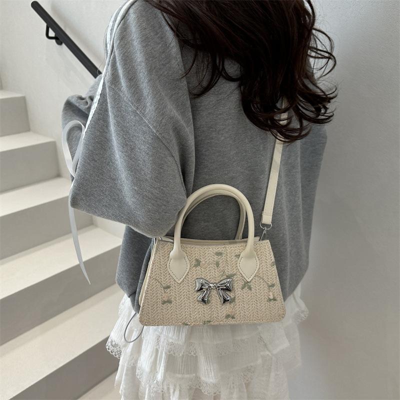 New Summer Women's Braided Handbag Trendy One-shoulder Crossbody Bag Pastoral Straw Woven Seaside Beach Bag