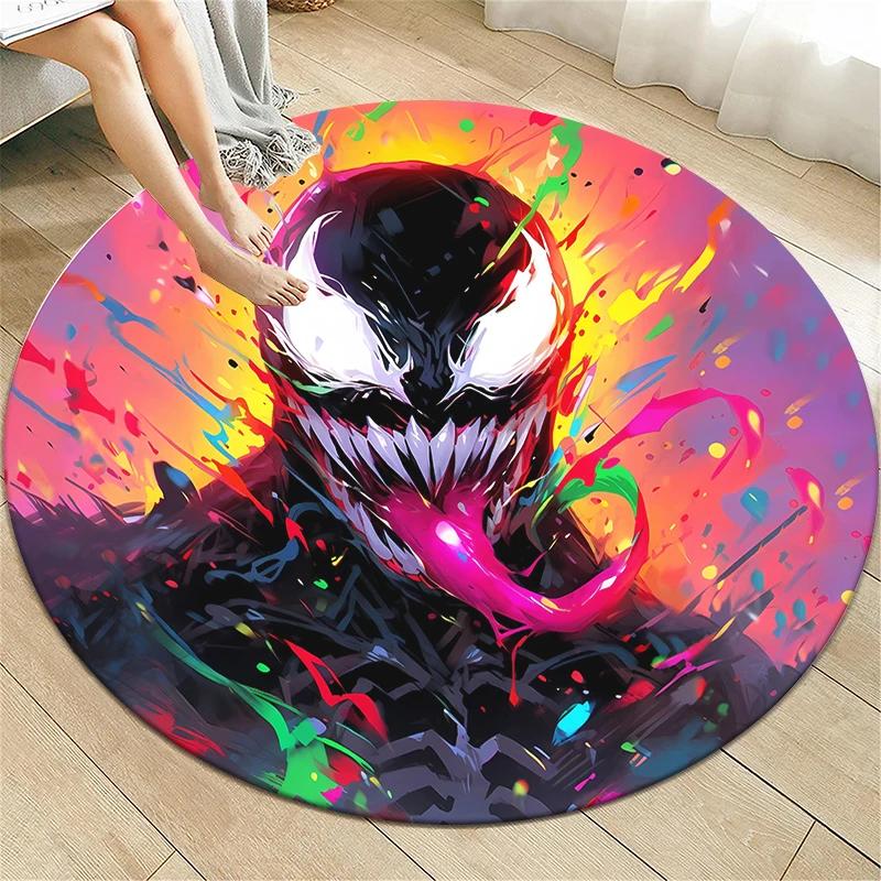 

Venom Movie HD Printed Round Carpet for Living Room Bedroom Rugs Camping Picnic Mats Flannel Anti-Slip Rug Yoga Mat Gifts Diameter 60cm(23in)