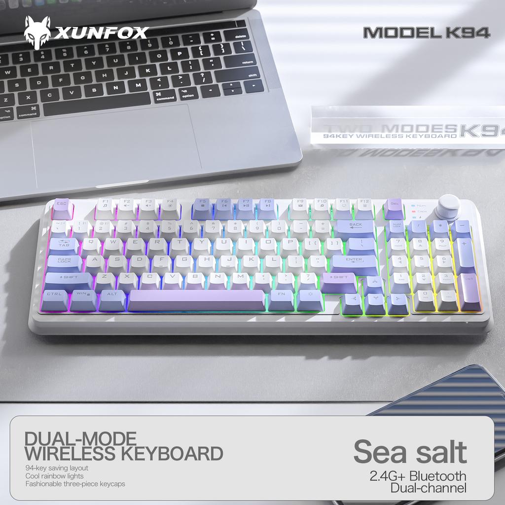 Xiaomi K94 Wireless Gaming Keyboard, BT 5.0/2.4GHz With Dual Mode 2-in-1 Receiver, 95 Keys TKL Rainbow LED Backlit Quiet Keyboard For