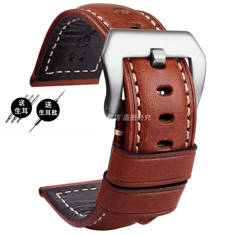 For Panerai PA441 PAM01661 Lumino Watch strap with thickened Italian cowhide Watchbands Vintage Watch Band male Bracelet 22 24MM