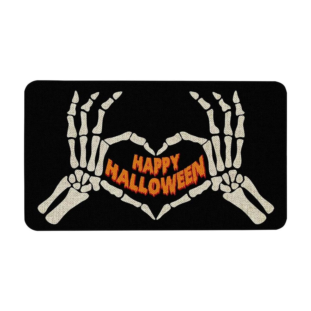 Halloween Print Carpet Cute Ghost Skull Non-slip Welcome Entrance Carpet Kitchen Bedroom Living Room Carpet Decoration