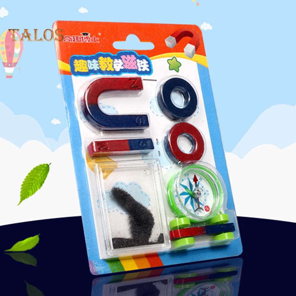 Toys For Boys Girls Bar Ring U-shape Compass Magnet Set Education Science Experiment Tools Kid Toy