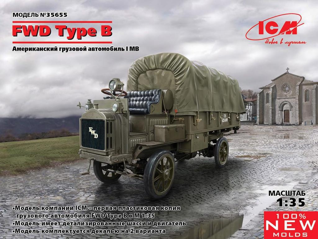 ICM 1/35 Scale World War I US Army Truck FWD Type B Plastic Model 35655