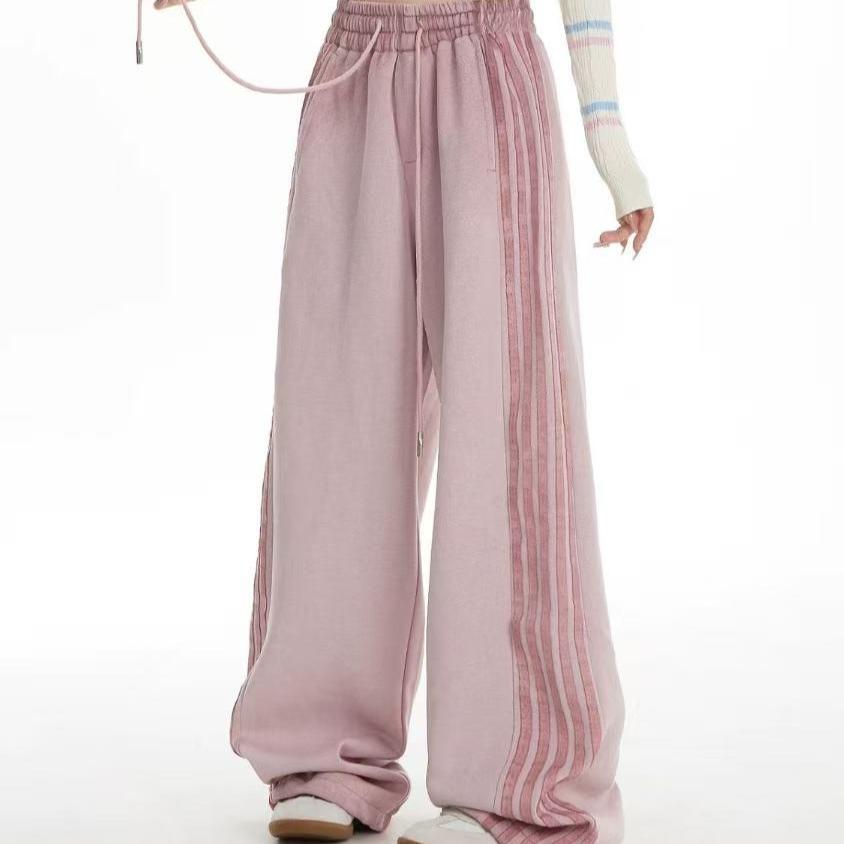 Casual Pants Women Moisture Wicking Wide Leg  Color Block Lace Long Pants Sporty for Trendy Outfits