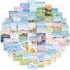 50 Pieces of Hand-drawn Style Outdoor Scenery PET Stickers for Luggage and Water Bottles, Creative Designs