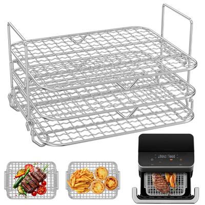 2/3 Tier Air Fryer Rack Stainless Steel Air Fryer Grill Grate Heat Resistant Dehydrator Racks for Cooking Kitchen Accessories