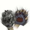 1 par hårig textur plysch vargvantar vargklohandskar Halloween jul cosplay tillbehör