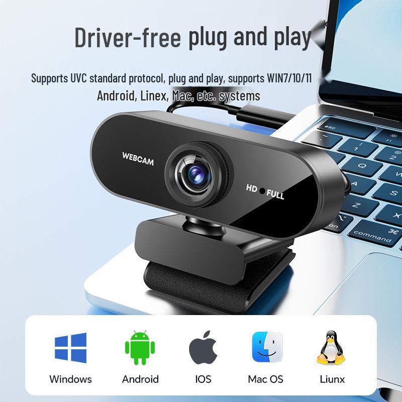 HD 1080P/2K USB Camera for Desktop & Laptop - Live Streaming & Online Classes, Driver-Free