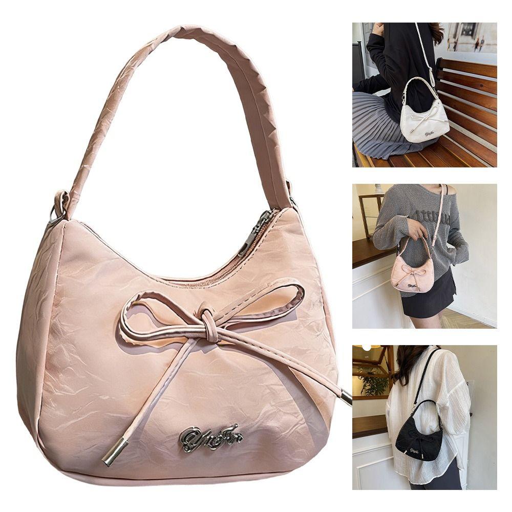Underarm Bag Solid Color Shoulder Bag High-end Portable Crossbody Bag Butterfly Knot Small Size Handbag Versatile Use