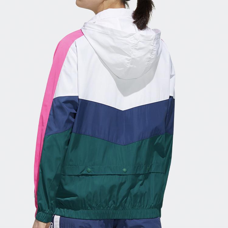Adidas Neo Color Block Hooded Retro Sports Jacket Women Jacket Forest-Green FN6552