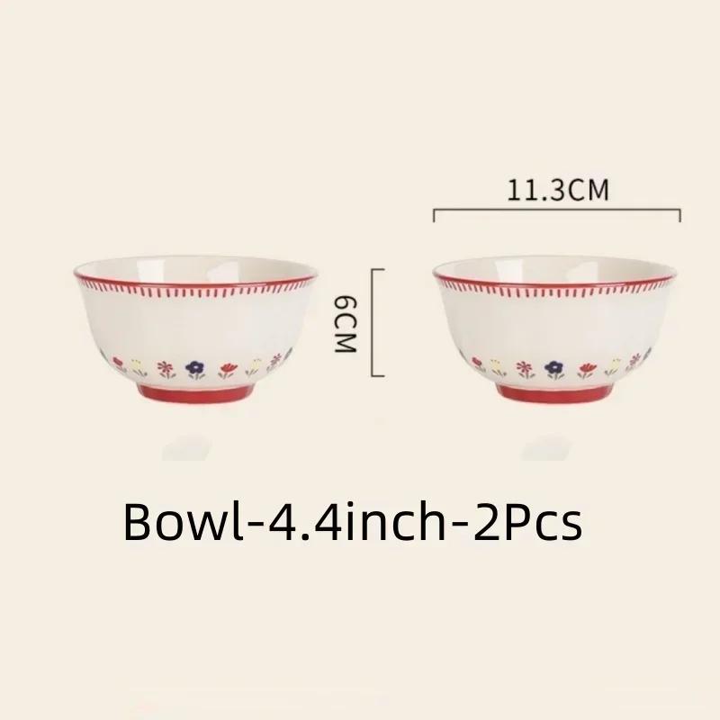 Pastoral Style Ceramic Tableware Soup Bowl Salad Bowl Dish Pasta Dessert Plates Dinnerware Dinnerware Table Decoration