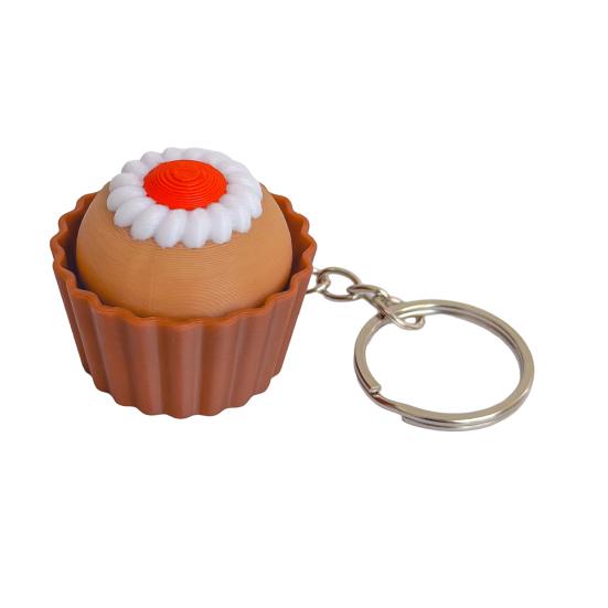 3D-gedruckter Dessert-Klicker-Schlüsselanhänger Stressabbau Cupcake-Dekompressionsknopf Fidget-Schlüsselring Tasche Rucksack Geldbörse Anhänger