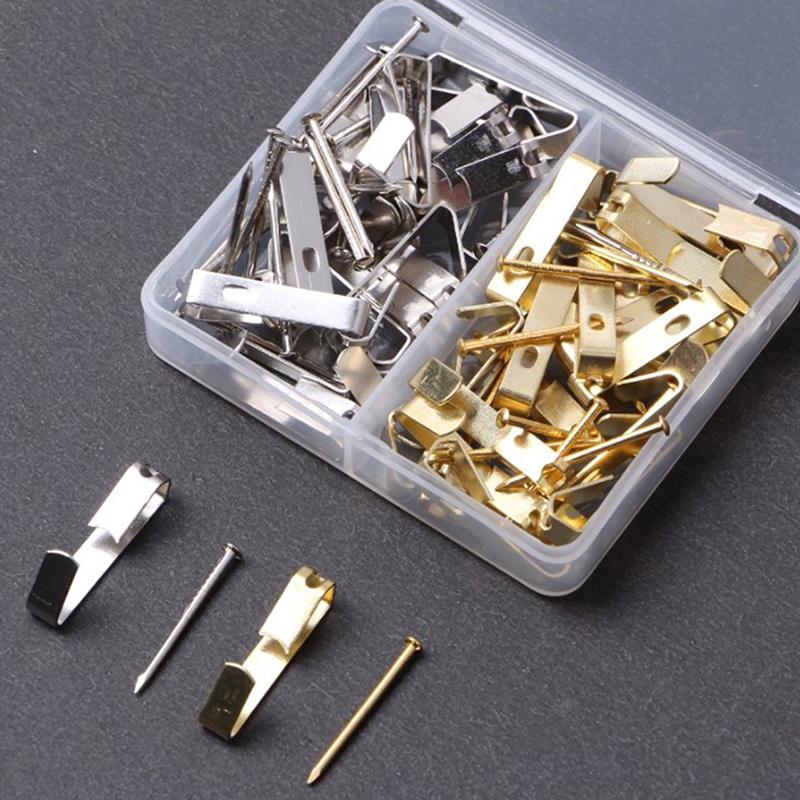 

80Pcs Steel Metal Picture Photo Oil Painting Frame Hard Wood Solid Wall Hook Han