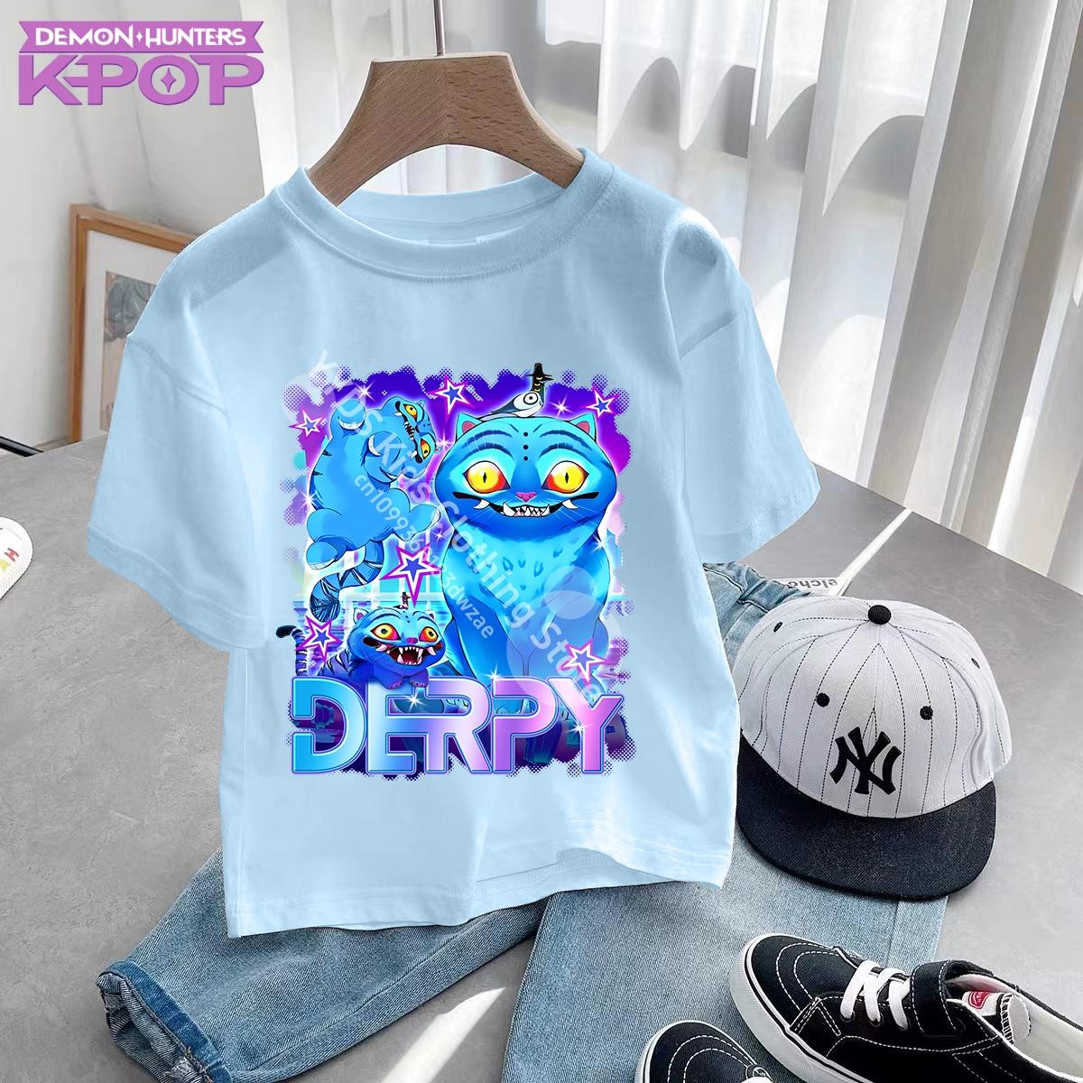 

K-pop Истребители демонов Детская одежда 2025 Горячее аниме Хлопковая футболка Харадзюку Девочки Повседневная рубашка Подарок Мода Фильм Малыш Футболки 130