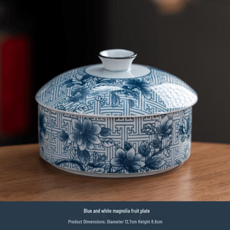Classic Ceramic Lidded Candy & Dried Fruit Plate