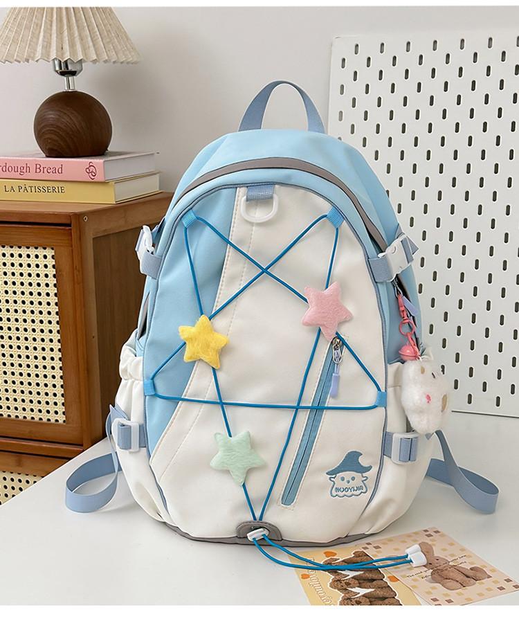 

Starry Drawstring Backpack For Girls And Boys With Lightweight Oxford Fabric And Cushion Straps For School Use BlueWhite,Large