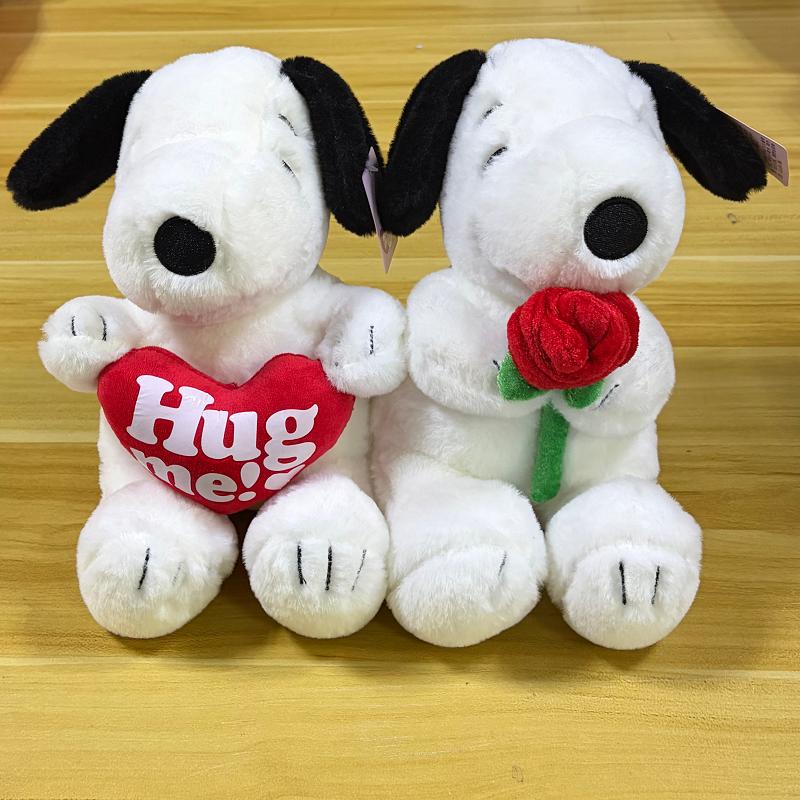 Hot New Cartoon Cute Rose And Love Snoopy Plush Toy Pillow Sofa Back Plush Doll Brithday Gifts For Children