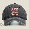 Red Abstract Collage Fashion Washed Baseball Cap Hat Outdoor Activities