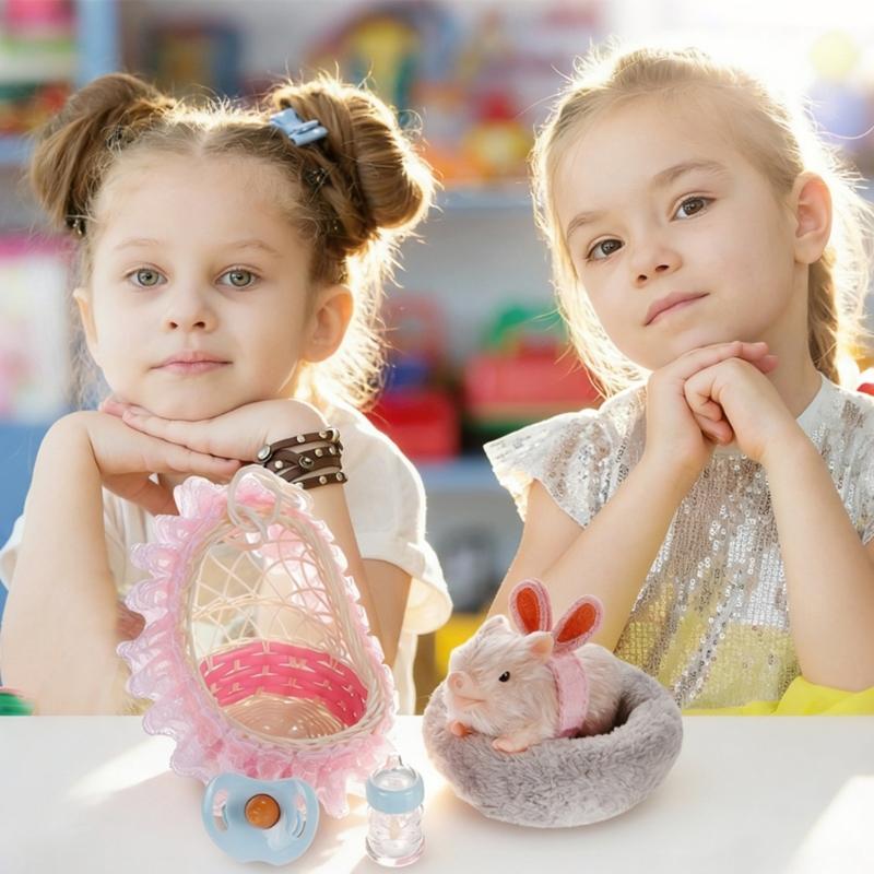 Miniature Reborns Pig Doll Figurine 5PCS Sensory Animal Figure Doll Nursing Toy For Children Indoor Outdoor Pretend Play