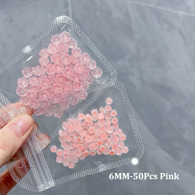 

50 шт. DIY украшения для ногтей 3D розовые цветы камелии фиолетовые розы сверла для ногтей для маникюра дизайн аксессуар 6mm розовый