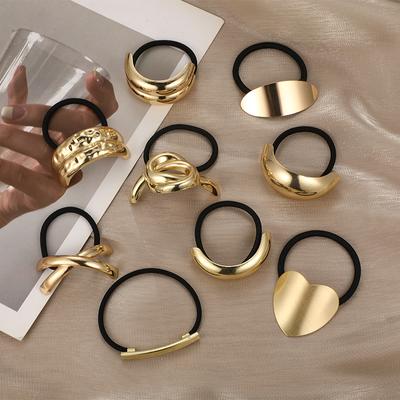 Korean Fashion Metal Irregular Hair Bands Ropes Women Double-Layer Headband Elastic Hairbands Ponytail Holder Hair Accessories