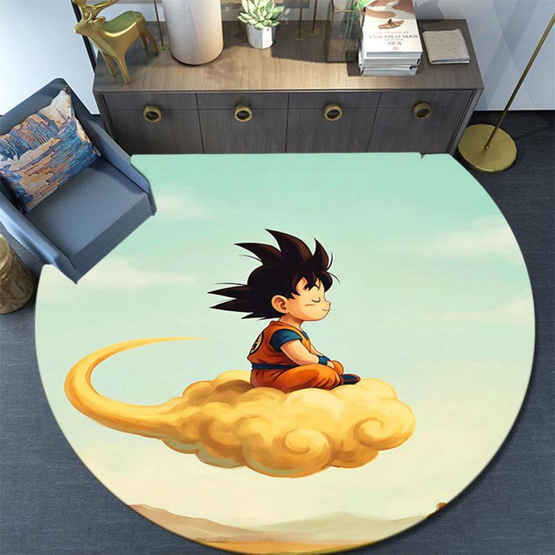 Goku Cartoon pattern round rug,Carpet Rug for Living Room Bedroom Playroom ,Non-slip Floor Mat,Holiday Gifts and Birthday Gifts.