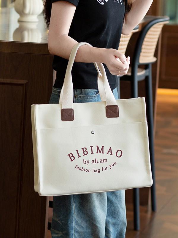 Large Canvas Tote Bag for Women - Customizable with Logo Pattern Ideal for Students