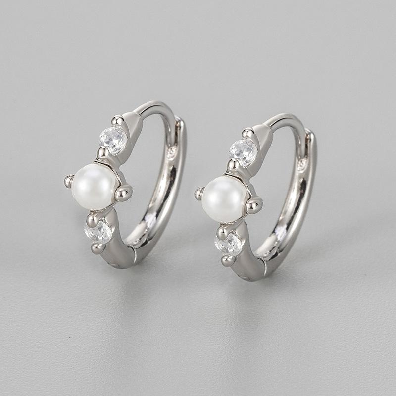 

Vintage Pearl Zircon Hoop Earrings For Women Minimalist Unique High End Daily Commute Jewelry copper