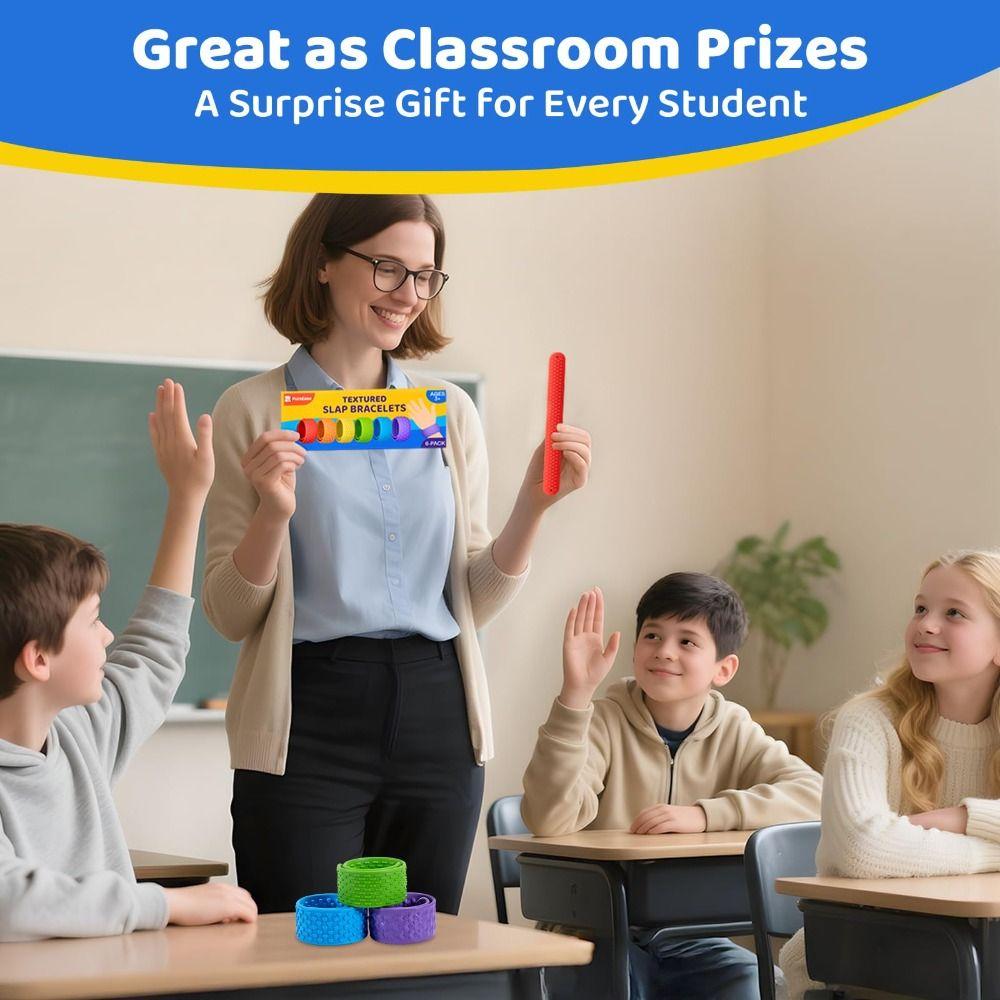 6-teiliges Set Silikon-Klatscharmbänder Texturierte Oberfläche Beruhigendes Werkzeug Reise