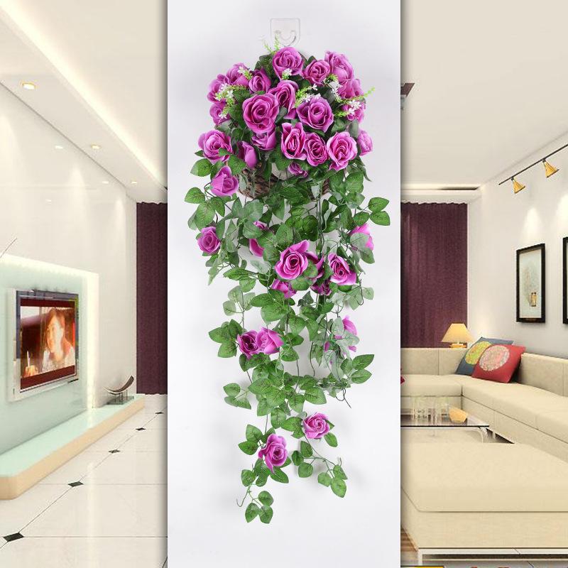 Silk Fake Flower Artifical Flowers Rose Vine Hanging Living Room Balcony Home Decoration Fake Flower Plant Rose Wall Hanging