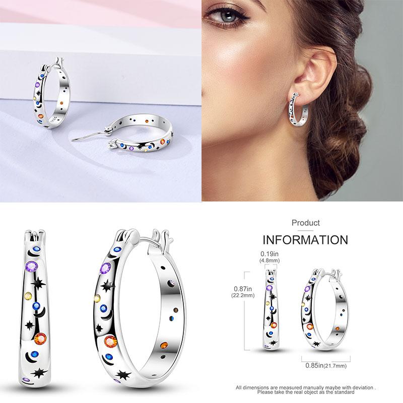 New Earrings 100% Genuine 925 Silver Women Hoop Earring Women's Wedding Engagement Girlfriend Wife Birthday Gift
