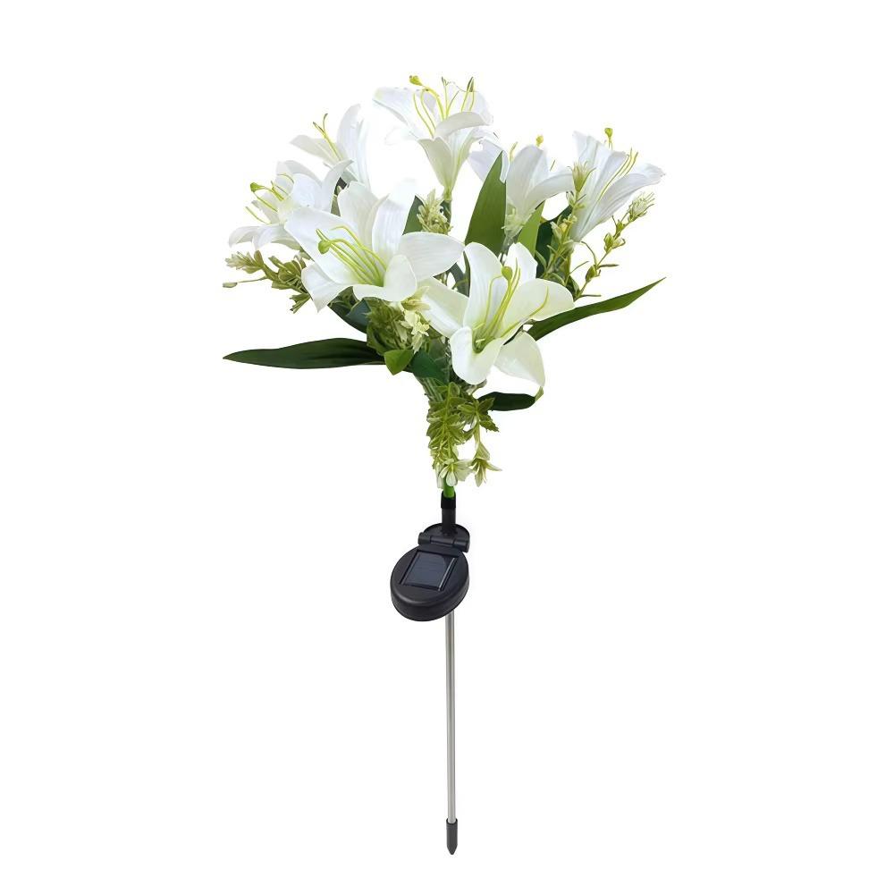 

7 Heads Solar Flowers Garden Lights Waterproof Solar Powered Simulation Flower Lamp LED Lights Ground Spike Yard Decoration білий