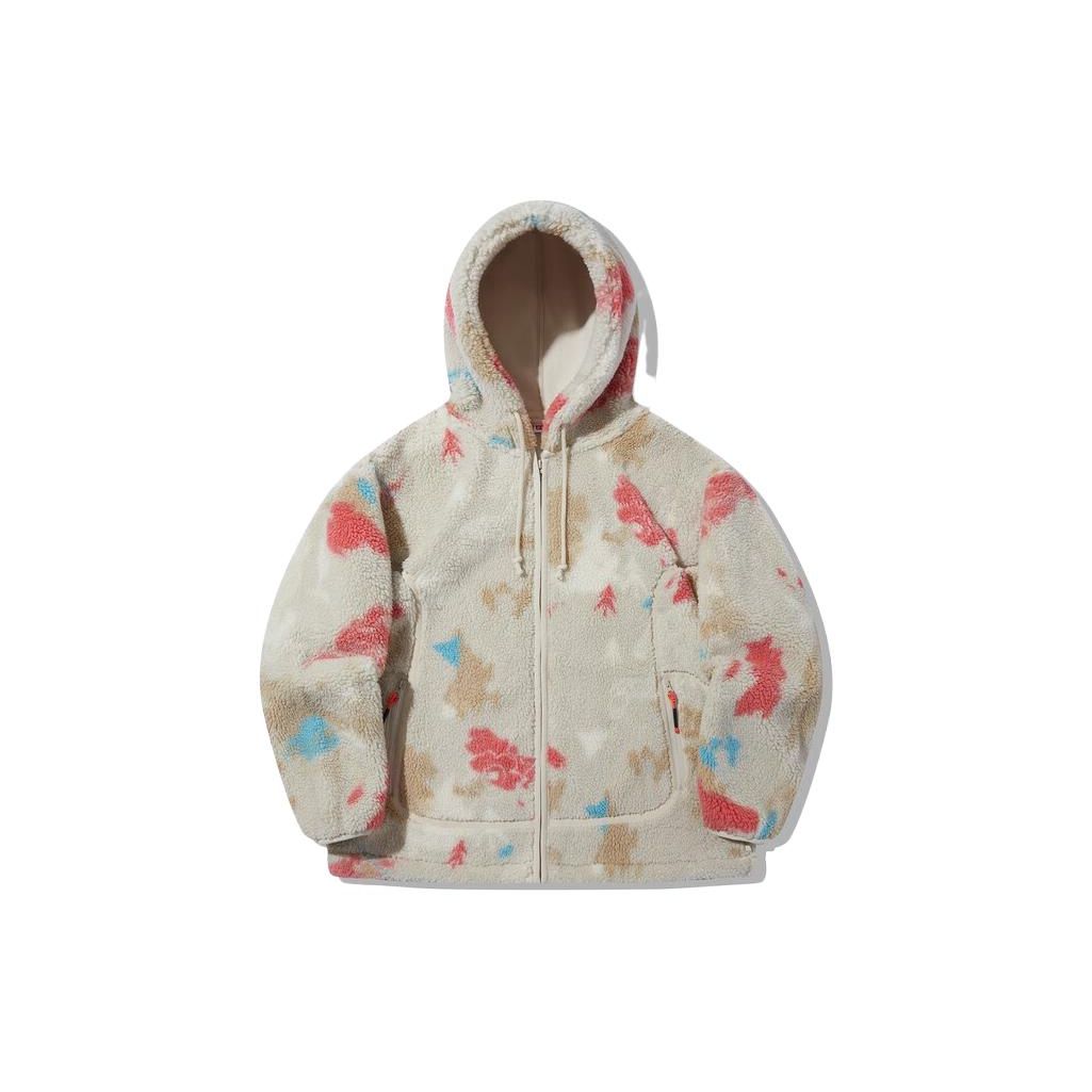 Li-Ning Unisex Fleece Lined Zip-Up Hooded Jacket All Over Print Logo AWDT697-4 2XL
