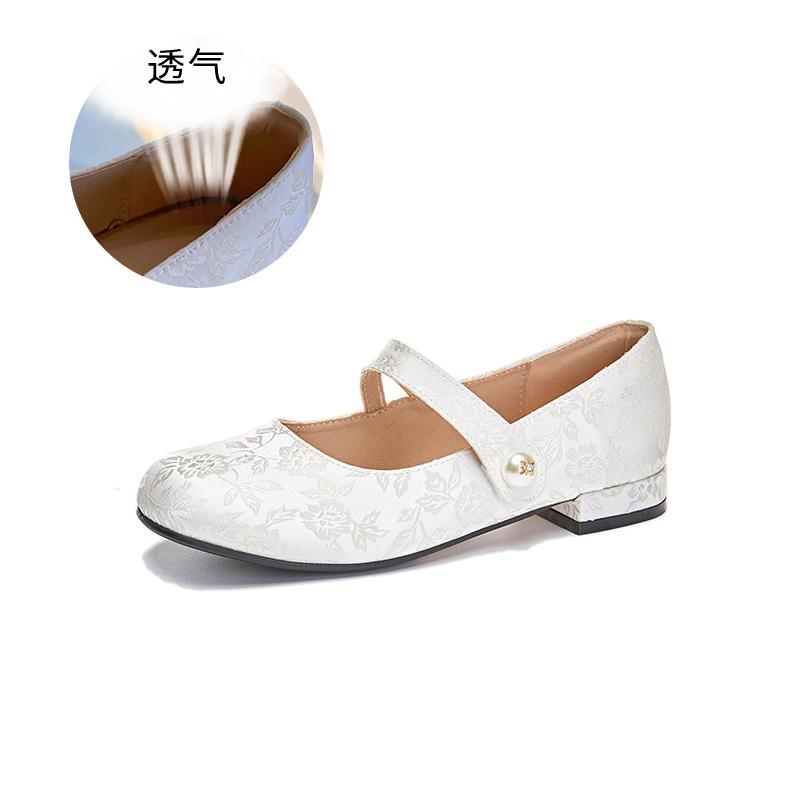 

Туфли Мэри Джейн женские 2025 лето новые жемчужная перемычка модные одинарные туфли женские повседневные универсальные женские туфли 40 бежевый