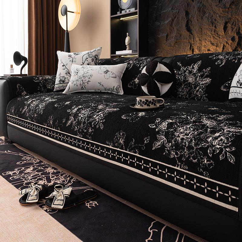 Jacquard Thicken Sofa Cover Vintage Chenille Sofa Cover Prevent Cat Scratching Sofa Cushion New Chinese Four Seasons Couch Cover