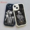 Grim Reaper Skull Skeleton Moblie Phone Case for Iphone 15 promax 12 13 pro 14 Pro  mini plus Lambskin Protective black Covers