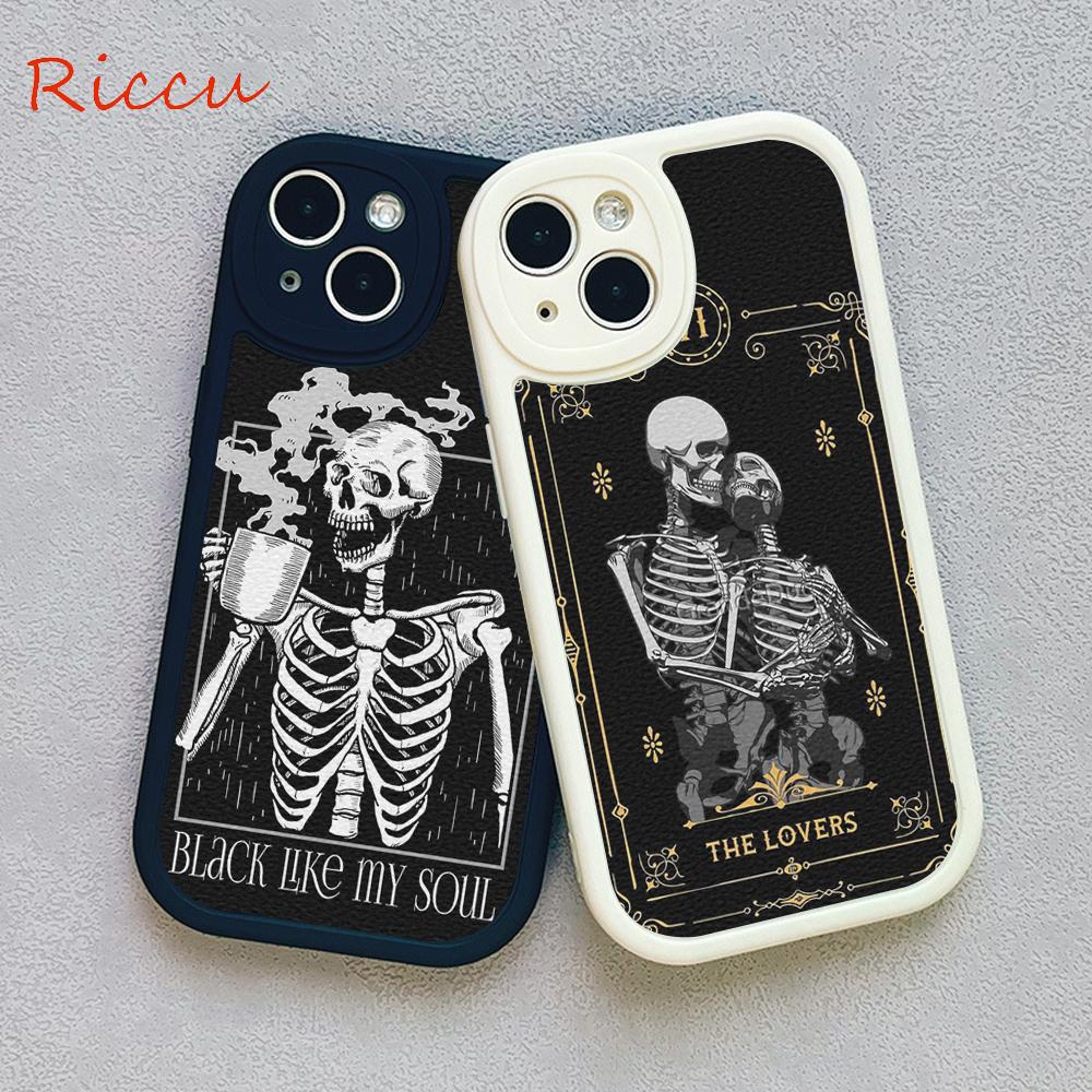 Grim Reaper Skull Skeleton Moblie Phone Case for Iphone 15 promax 12 13 pro 14 Pro  mini plus Lambskin Protective black Covers