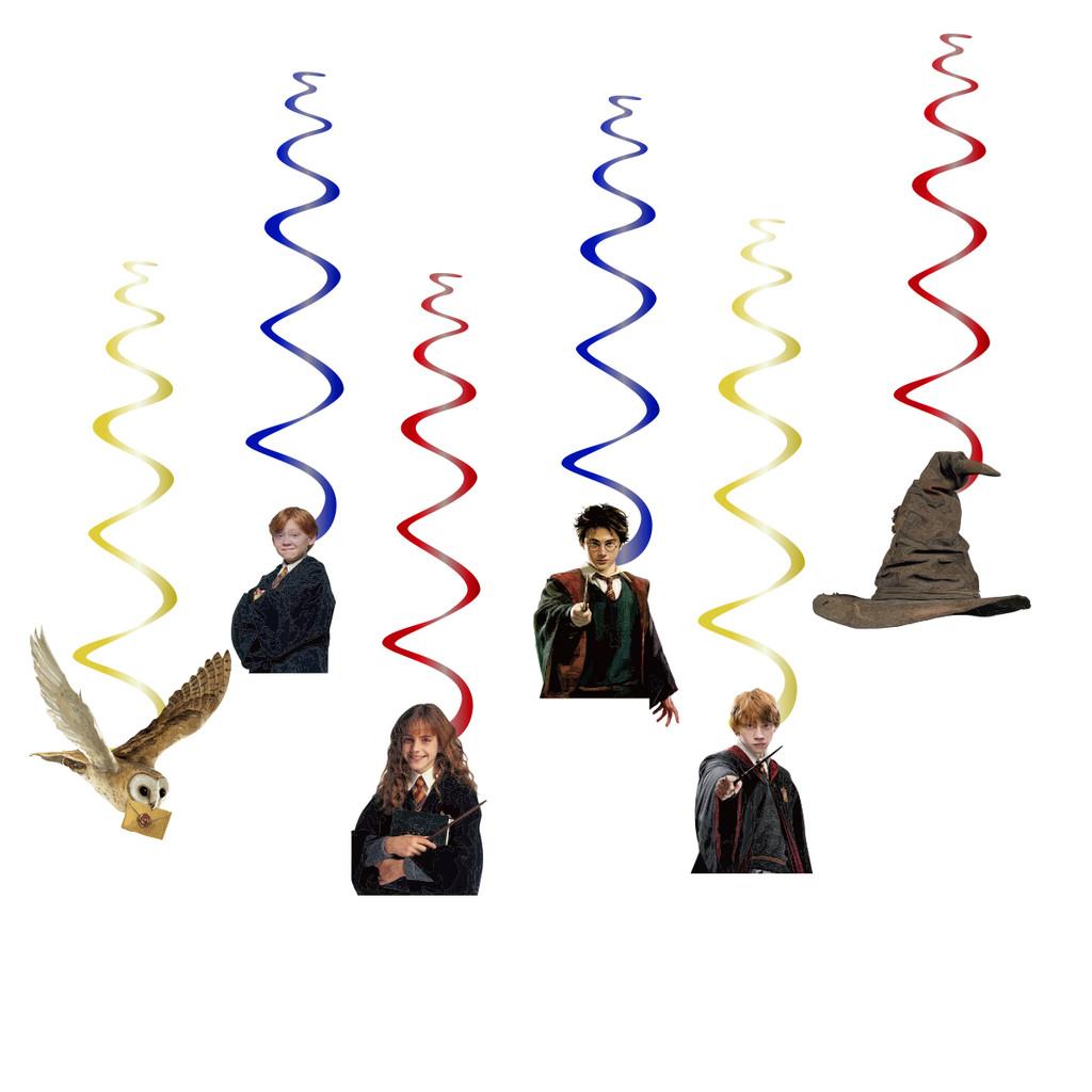 Party Harry Potter Decorations Cake Toppers Spiral Pull Flags Aluminum Set Foil