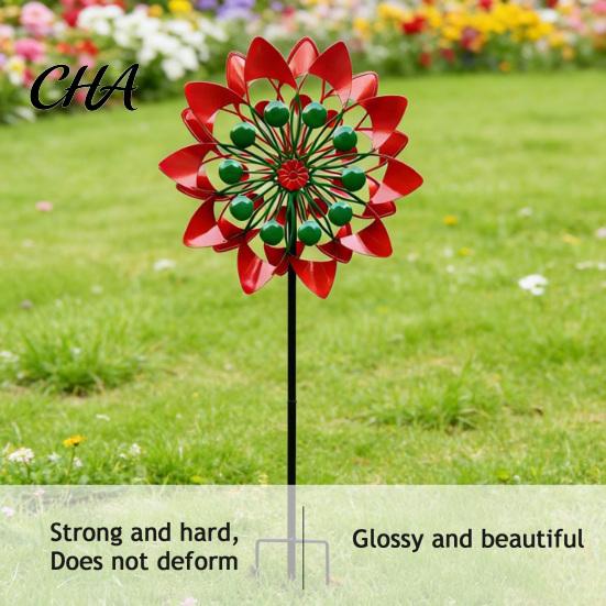 Artistic Yard Decorations for Home Flower Wind Spinner, 29.5" Metal Spinner with Stake, Outdoor Rust Decorative Stakes Patio Resistant Windmill,
